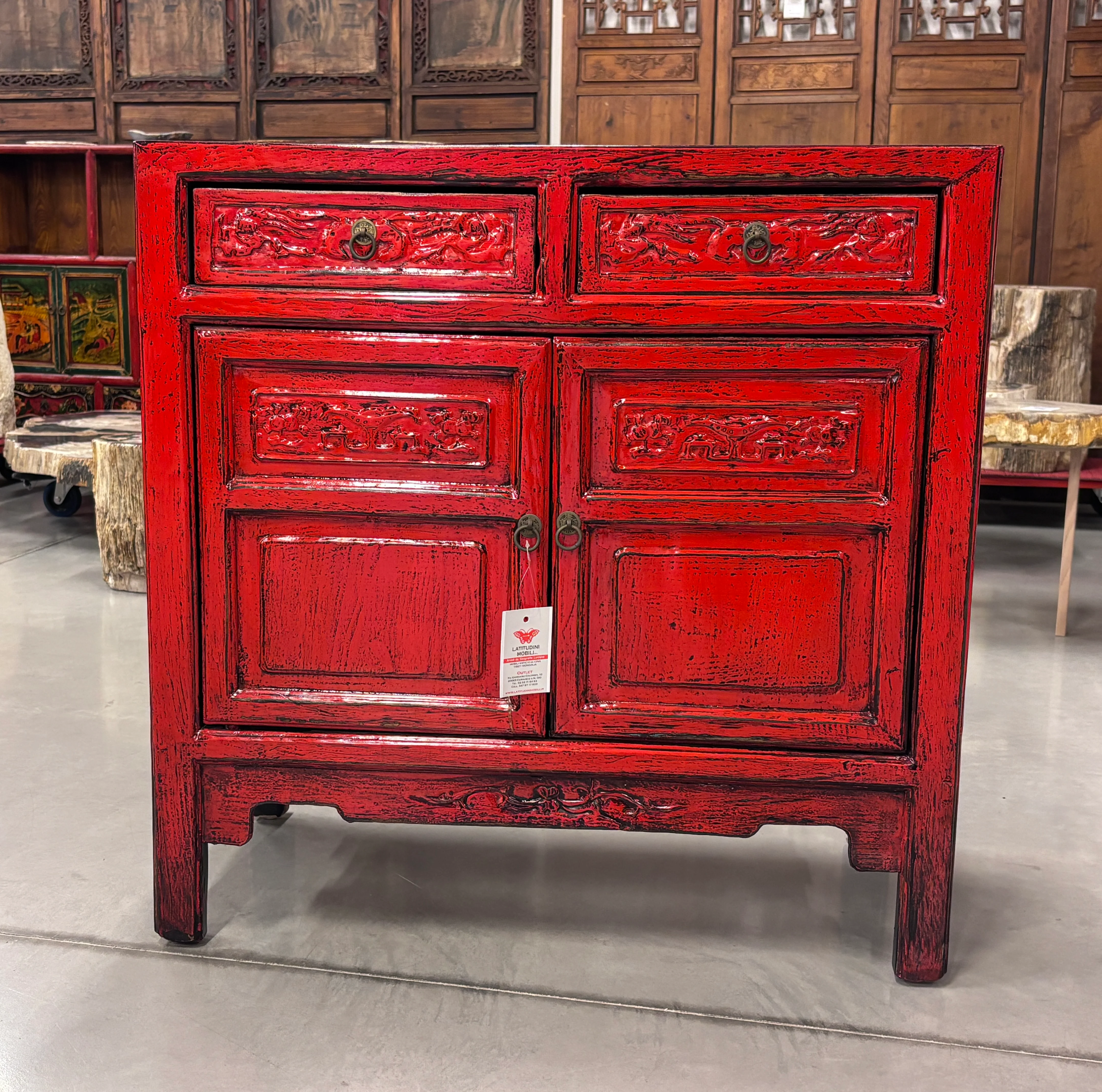 CREDENZINO CINESE IN LACCA ROSSA - Image 3