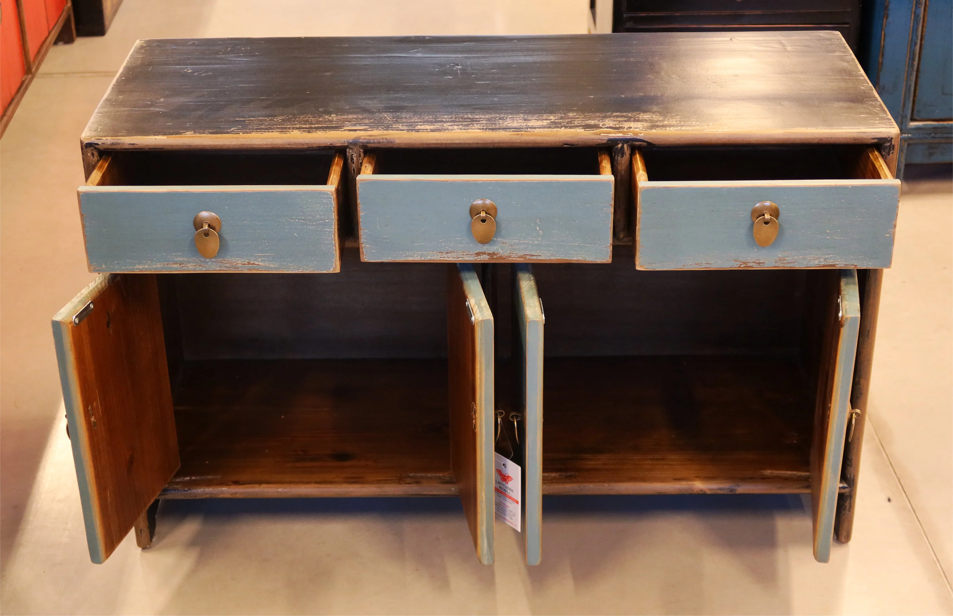 MOBILETTO ETNICO IN OLMO CINESE LACCATO 3C4A - Image 3