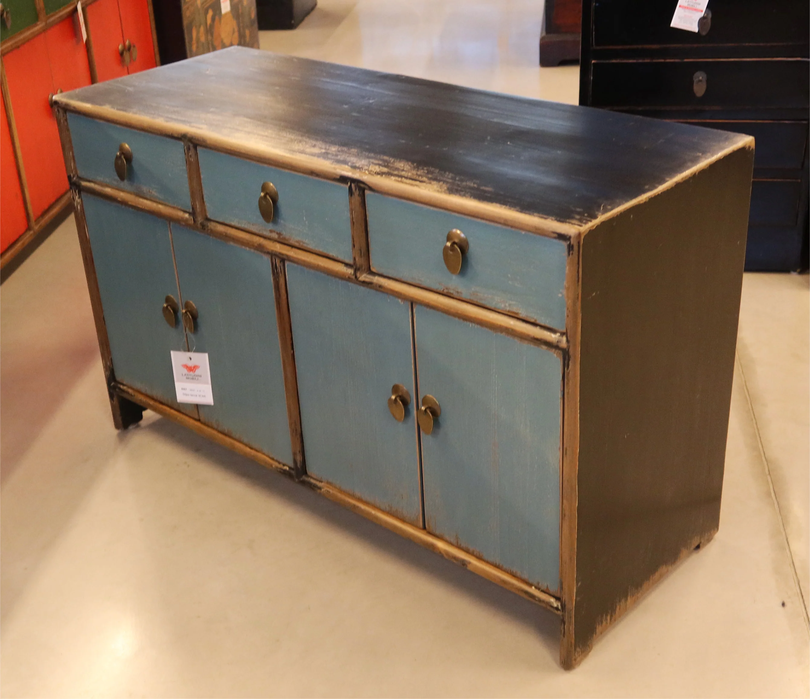 MOBILETTO ETNICO IN OLMO CINESE LACCATO 3C4A - Image 5