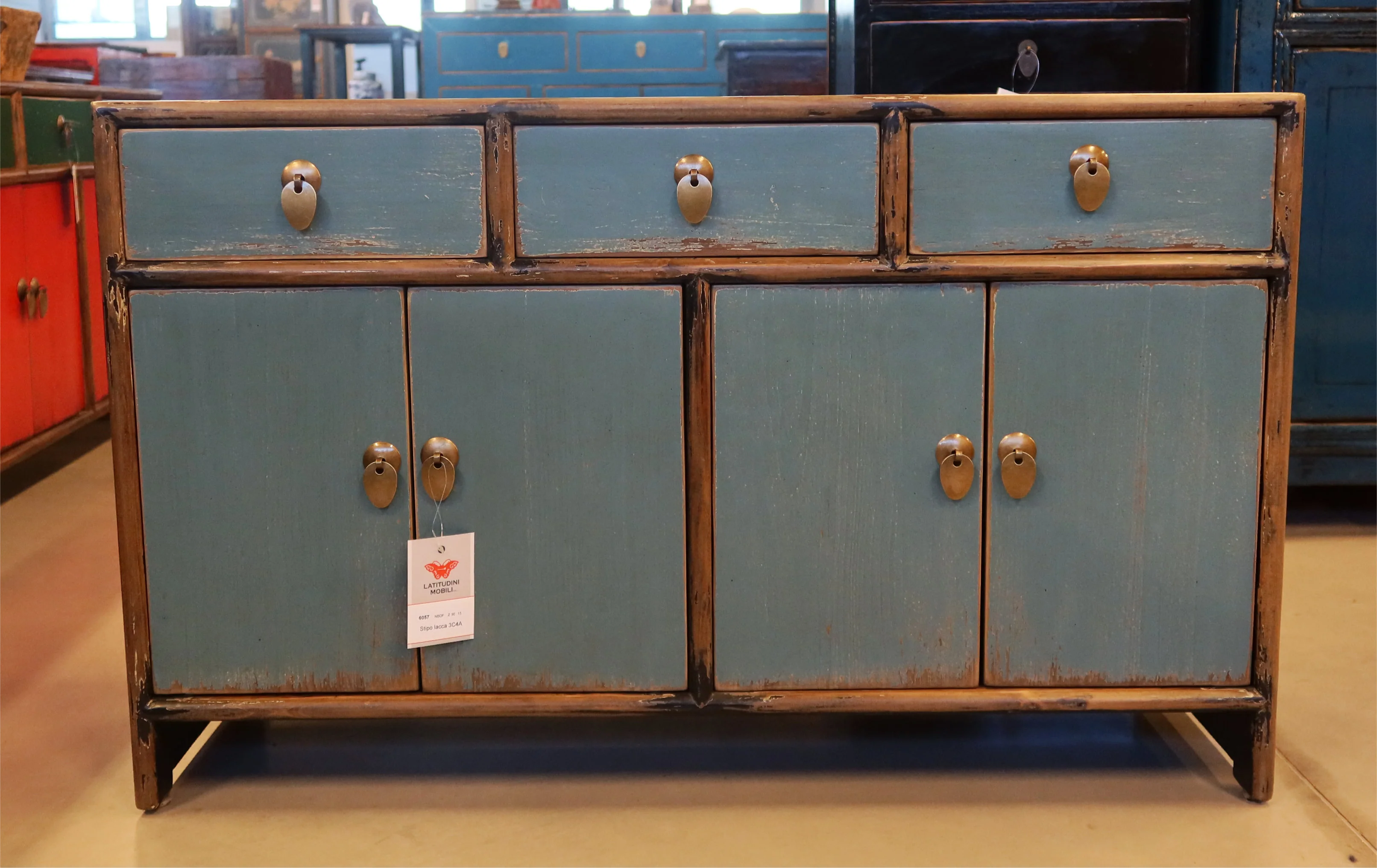 MOBILETTO ETNICO IN OLMO CINESE LACCATO 3C4A - Image 6