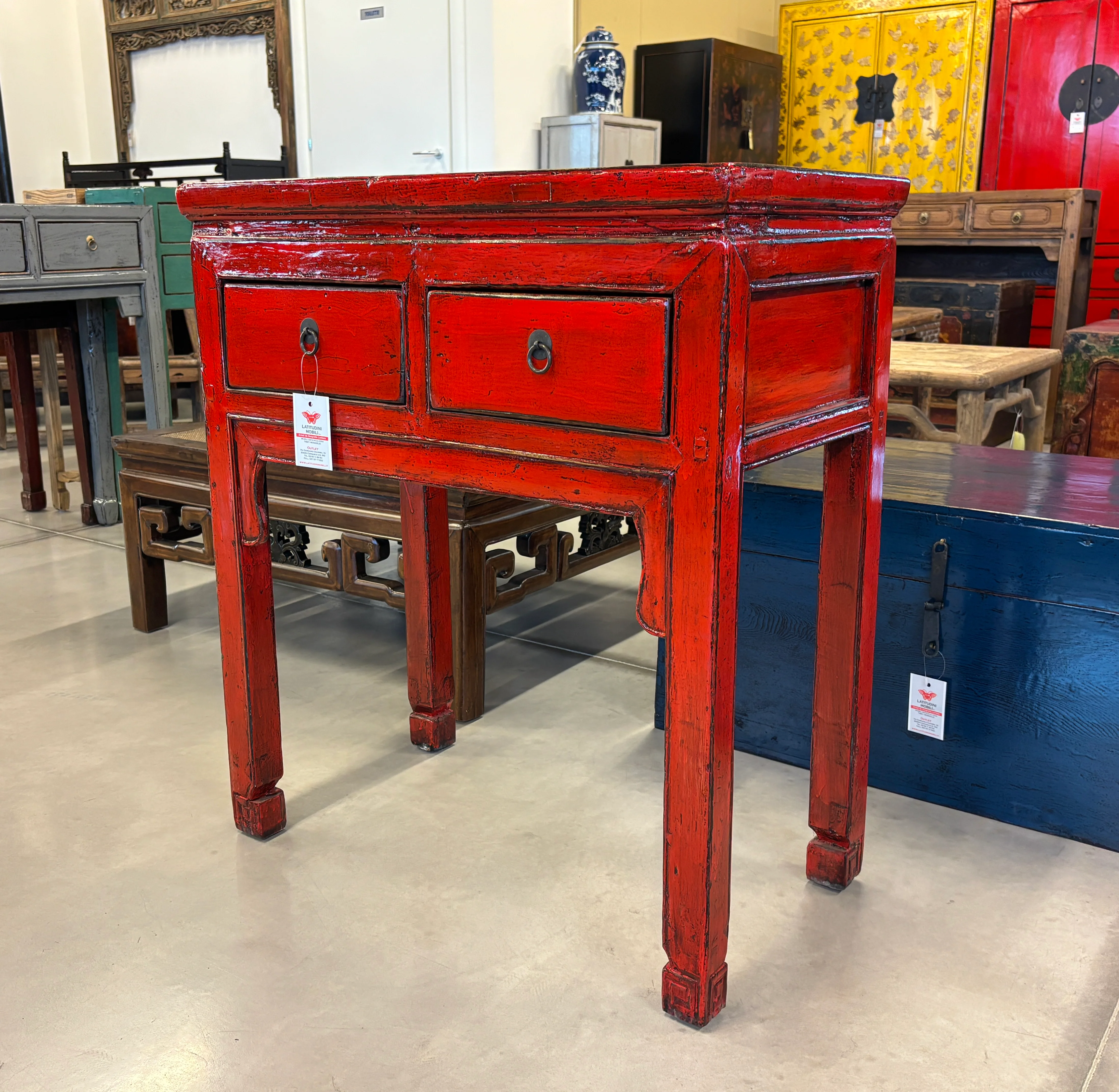 TAVOLO CONSOLLE CINESE LACCA ROSSA - Image 10