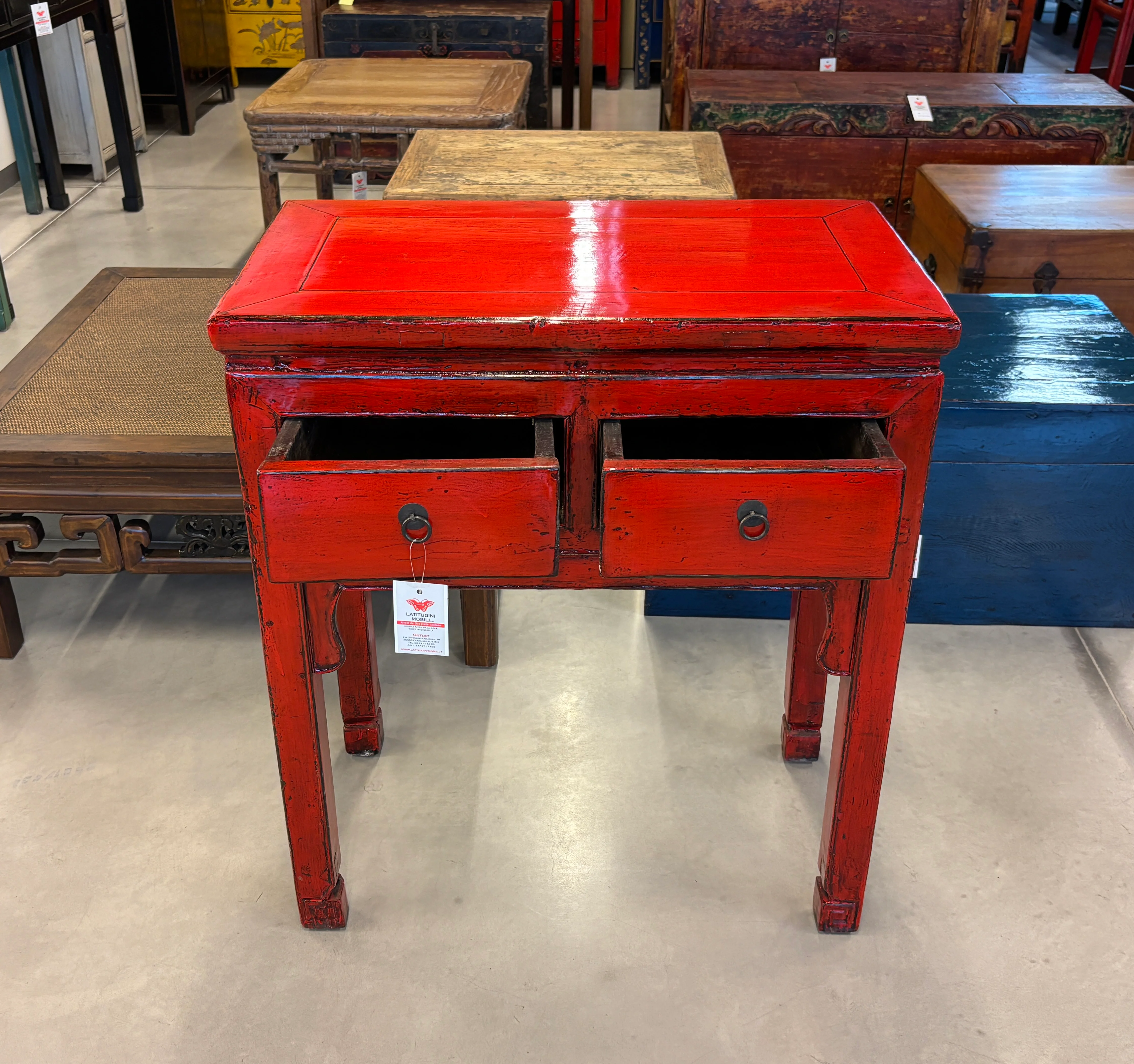 TAVOLO CONSOLLE CINESE LACCA ROSSA - Image 11