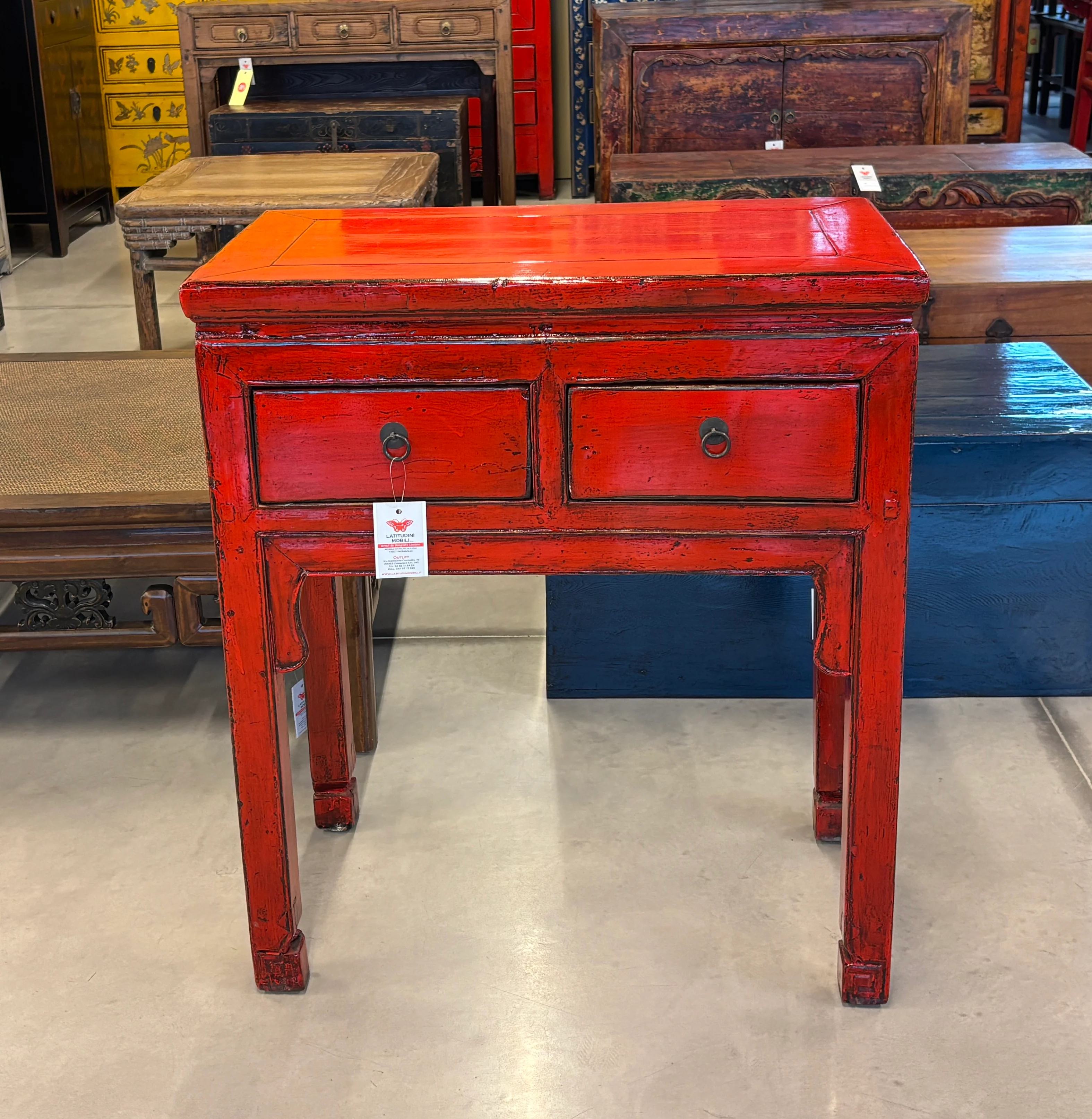 TAVOLO CONSOLLE CINESE LACCA ROSSA - Image 3