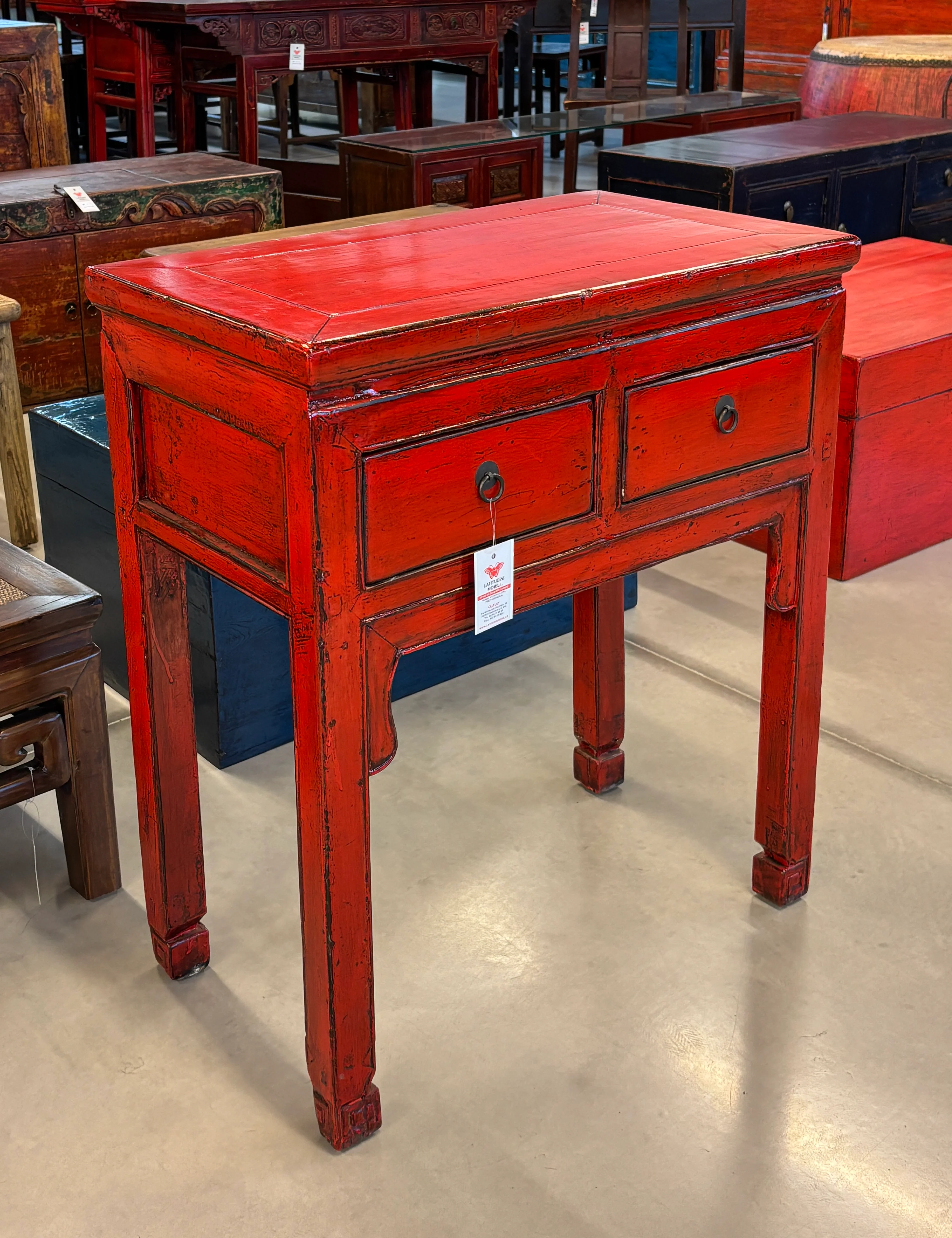 TAVOLO CONSOLLE CINESE LACCA ROSSA - Image 4