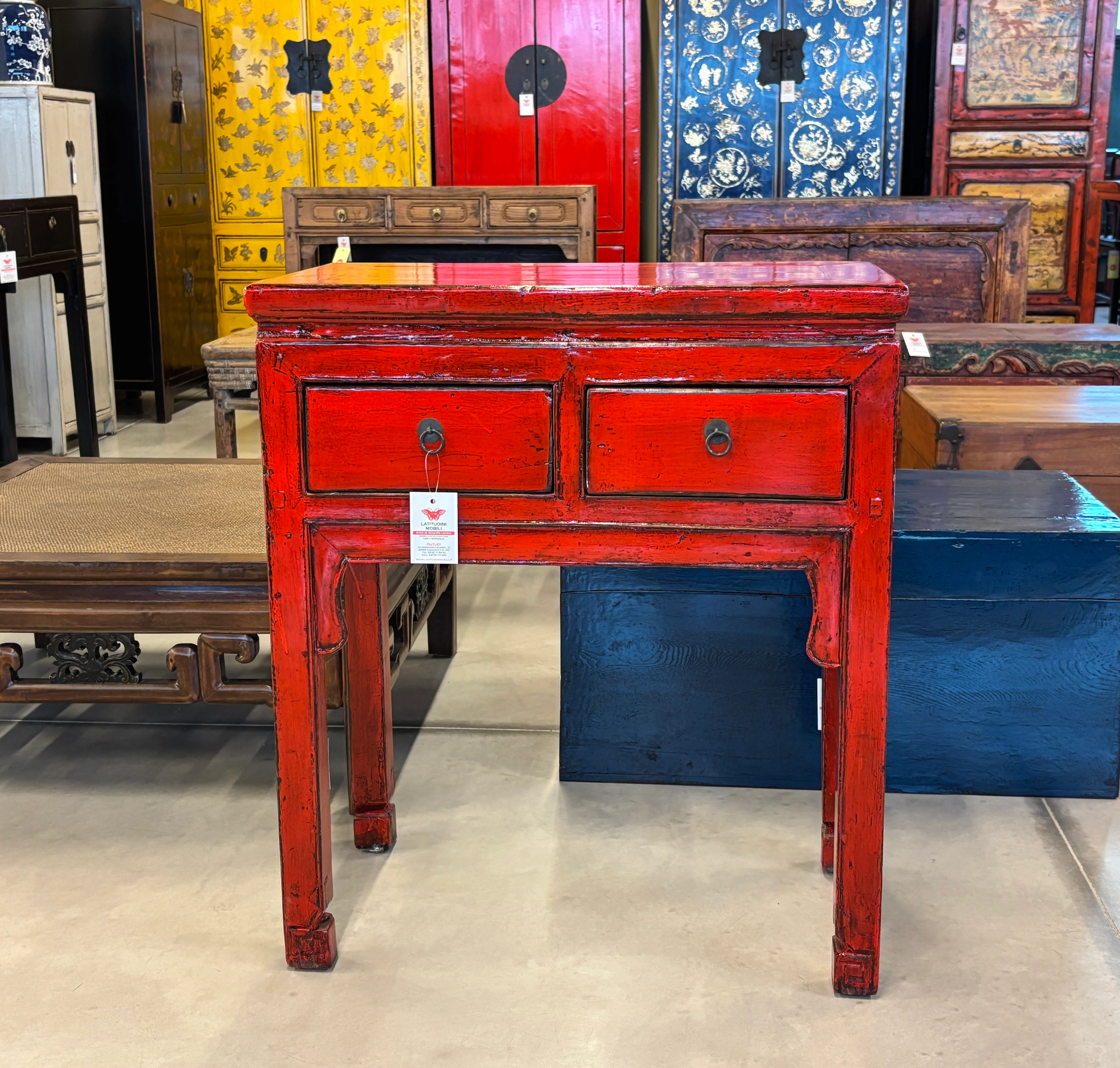 TAVOLO CONSOLLE CINESE LACCA ROSSA - Image 9